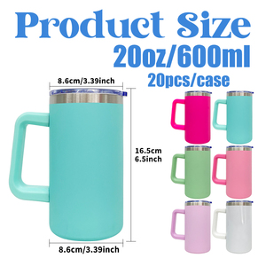Tasse à café en acier inoxydable 20oz sans Bpa macaron bonbons sublimation blancs gobelet avec poignée amovible couvercles coulissants US New Arrival - Product Image 5