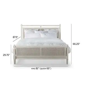 Natürliches Rattan Schlafzimmer großes Hotel Rattan Doppelbett Möbel Zuckerrohr Bett zu verkaufen