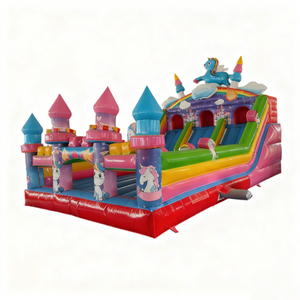 Château <span class=keywords><strong>gonflable</strong></span> à thème <span class=keywords><strong>licorne</strong></span> avec double toboggan, <span class=keywords><strong>structure</strong></span> de saut en PVC de qualité commerciale pour les fêtes d'enfants et les parcs d'attractions - Product Image 2