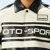 Veste de moto de course élégante pour hommes personnalisée avec manches en cuir patchs en chenille broderie hiver motif de lettres