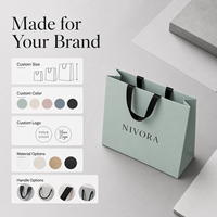 Sacs shopping en papier personnalisés avec poignées en ruban noir pour emballages cadeaux de luxe, boutiques et commandes en gros avec logo de marque