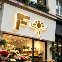 Lettres en acier inoxydable rétroéclairées par LED personnalisées de luxe, enseigne lumineuse Halo Lit, enseigne murale personnalisée avec logo de marque pour salon de beauté et de coiffure