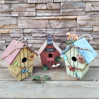 Personnalisable bricolage petite maison d'oiseau en bois extérieur motif imprimé Cage à oiseaux en bois avec conception suspendue pour ornement de jardin