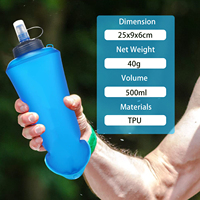 Bouteille souple pliable en TPU sans BPA avec logo personnalisé OEM, étanche, avec valve anti-goutte, pour course à pied et insertion dans le gilet de trail