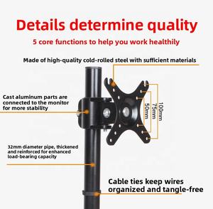 Nouveau support de moniteur de 32 pouces sans poinçon écran d'ordinateur de bureau rehaussant la Base d'affichage 360 <span class=keywords><strong>Rotation</strong></span> fonction de levage aluminium - Product Image 4