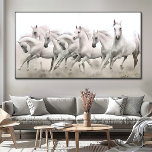 Decorazione soggiorno Vastu stampa su tela paesaggio blu <span class=keywords><strong>con</strong></span> animali che corrono arte moderna da parete 7 pittura a cavallo - Product Image 5