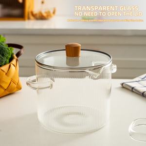 Juego de Ollas de Vidrio de Borosilicato Alto de 3L con Tapa, Nuevo en Fábrica, para Cocina Casera, Calentadores de Alimentos - Product Image 5