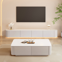 Table basse et meuble TV ronds en métal blanc de style farmhouse pour chambre, atelier et salon