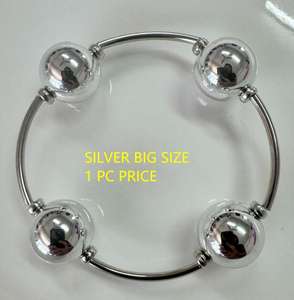 Kaimei 2026 joyería de moda 1 pieza grandes mujeres pulsera de perlas gruesas mujeres Chubby bolas de plata pila mujeres bolas pulseras grandes - Product Image 2