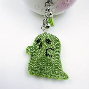 Portachiavi Fantasma con Strass di Cristallo, Regalo di Halloween, Ciondolo Scintillante per Borsa in Velluto con Nappa - Product Image 3
