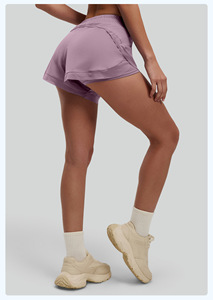 Shorts Deportivos 2 en 1 para Mujer, Cintura Elástica, Secado Rápido, Forro Interior Anti-fricción, Dobladillo Curvo, para Gimnasio, Tenis, Casual, Venta al Por Mayor - Product Image 4