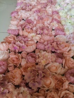 Kunden spezifisches Design künstliche Seiden rose und Hortensie Blumen wand hintergrund für Hochzeits dekoration zum Valentinstag