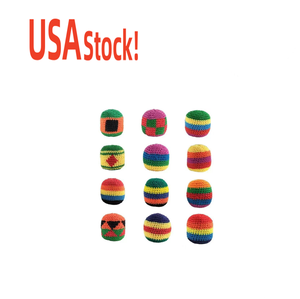 Ballons de Hacky Sack en PU faits main, tricotés, couleurs assorties, pour le footbag mondial, unisexe, en stock aux États-Unis - Product Image 2