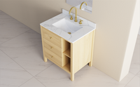 Meubles de salle de bain modernes de 30 pouces avec dessus en céramique frittée, miroir LED mural, en vente