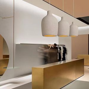 Lampe de chevet minimaliste pour chambre à coucher, en <span class=keywords><strong>ciment</strong></span>, style japonais, pour hôtel, restaurant, bar, décorée avec un seul lustre, luminaire suspendu Wabi Sabi - Product Image 2
