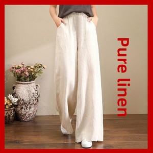 <span class=keywords><strong>Pantalon</strong></span> large en <span class=keywords><strong>lin</strong></span>/coton pour <span class=keywords><strong>femme</strong></span>, <span class=keywords><strong>taille</strong></span> élastique, coupe ample, longueur intégrale, élégant, été - Product Image 2