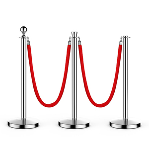 Pole de contrôle de la circulation en acier inoxydable Files d'attente en métal et support de lignes avec cordes Cordon Barrières Stanchion - Product Image 6
