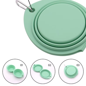 Bol pliable pour animaux de compagnie en silicone, pratique, en gros, pour l'extérieur, anti-fuite, bol à eau pour chien - Product Image 6