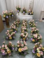 Hochwertige 35cm Grüne Rosa Lila Seiden-Blumensträuße Tischdekoration Blumen-Mittelstücke Kugel für Hochzeiten