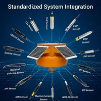 Station de surveillance de l'eau flottante numérique ultra longue autonomie avec capteur de pH multi-sondes composite et unité solaire 60W
