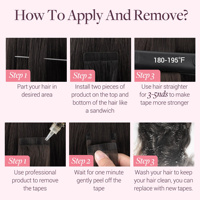 Extensions de cheveux humains vierges Remy à cuticules intactes, invisibles, à bandes adhésives, style lisse, double trame, haute qualité