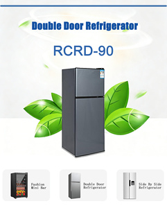 Mini réfrigérateur-congélateur électrique à double porte 90L, vente d'usine, portable, R600a, électroménager écoénergétique pour la maison et l'hôtel - Product Image 4