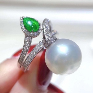 Light Luxury Style S925 Pure Silver Natural Pearl Ring 12-13 MM Round Slightly Flawed Perfect Spring Summer Gift - Product Image 2