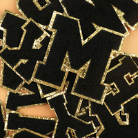 Usine directe en gros personnalisé lettre serviette patchs bricolage paillettes bord fer à repasser Alphabet Chenille broderie Patch pour vêtements