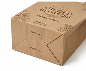 Sac en papier kraft blanc et brun personnalisé avec poignée portable pour barbecue, thé au lait, gâteaux et livraison de nourriture - Product Image 5