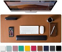 Tapis de souris extra fin, étanche et multifonctionnel en cuir PU, pour le bureau