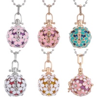 Vente en gros Pendentif Cage Harmonie Grossesse Arôme Collier Diffuseur d'Huile Essentielle Fleur Émail