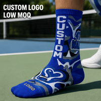 Chaussettes de sport personnalisées en tricot pour hommes et femmes, usine OEM ODM, chaussettes bleues avec motif abstrait, LOGO PERSONNALISÉ, faible MOQ