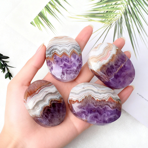 Pierre de paume en améthyste et agate polie à la main, en pierre naturelle de guérison, pour la décoration intérieure (vente en gros) - Product Image 5