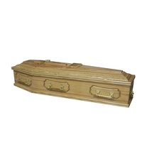 Ataúdes funerarios ensamblados de estilo europeo, suministro de fábrica, ataúd satinado de madera maciza profesional de alta calidad