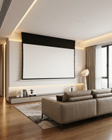 Intelligente, motorisierte, in der Decke integrierte, versenkbare Spannleinwand 84-150 Zoll HD Mattweißes, weiches Gewebe / HD Mattgraues, weiches Gewebe