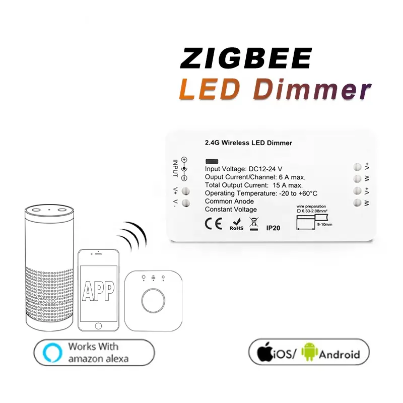 Gledopto dimmer google home amazon alexa zigbee fita de luz led, controlador zigbee dimmer, módulo