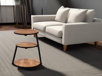 Moderner 3-stufiger kleiner Couchtisch, braun, runder Beistelltisch für Wohnzimmer, Sofa, Nachttisch, Heimtextilien – Metallmaterial