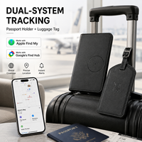 Ensemble de porte-passeport et étiquette de bagage intelligentes personnalisées, cadeau de voyage d'affaires, en cuir PU, compatible avec Apple Find My et Google Find Hub