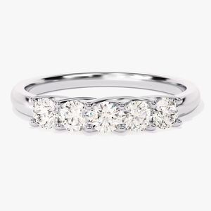 Custom Five Stone Stackable Diamond Rings 14k Gold Halo Ring Lab Grown Diamond Jewelry for Women Men - Product Image 1