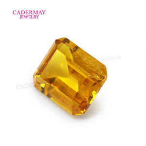 Cadermay Synthetic Citrine Loose Gemstone Rectangle Golden Yellow For Jewelry Making - Product Image 2