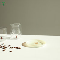 Umweltfreundliches Borosilikatglas-Geschirrset für den Hausgebrauch mit Kaffeebohnen-Design, Spülmaschinen- und Mikrowellenfest, Lebensmittelechte Salat- und Dessertteller