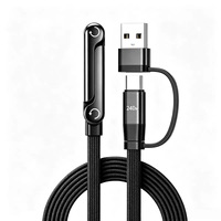 Nouveautés 2026 – Câble de charge et de données USB-C vers USB-C pliable à 90 degrés en alliage de zinc, tressé plat, 5A 240W, super rapide, avec support