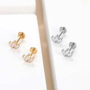 Boucles d'oreilles clous en titane stérile F136 avec zircon pour piercing du cartilage et des lèvres, bijoux unisexes, cadeau - Product Image 3