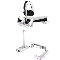 Support de stockage horizontal pour Console mince PS5 avec ventilateur de refroidissement RVB support pour casque contrôleur chargeur de quai de charge