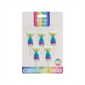 เทียนตกแต่งรูปหางนางเงือกสำหรับงานปาร์ตี้ 5 ชิ้น สำหรับงานปาร์ตี้ วันเกิด อีสเตอร์ ปีใหม่ บาร์ งานวันเกิด รูปทรงเค้ก - Product Image 1