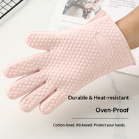 Gants de four de qualité professionnelle, épaissis, antidérapants, pour la cuisson et la cuisine ; Gants en silicone à cinq doigts, protection contre les brûlures, isolation thermique supérieure