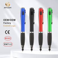 Stylo bille LED 3-en-1 en gros avec interrupteur marche/arrêt, forme de gourde, lampe torche et logo personnalisé