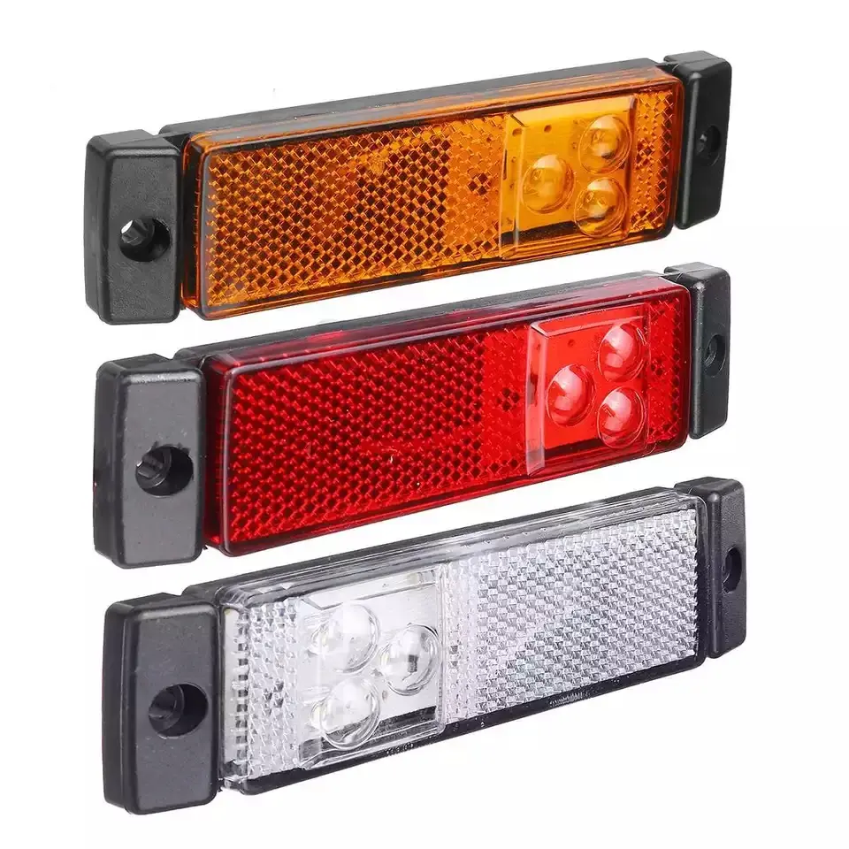 Luz de led traseira de 12v 24v, refletor de sinal de luz de seta de apuramento, indicador traseiro para caminhão, caravana, lorry van, 3 cores