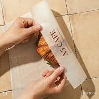 Kit de papier sulfurisé biodégradable de qualité alimentaire, résistance à l'huile de grade 12, 12x12 pouces, doublure de plateau personnalisée pour boulangerie, écologique
