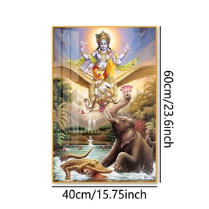 <span class=keywords><strong>Cuadro</strong></span> de Porcelana con Cristales - Vishnu y Garuda, Divinidad Hindú, Decoración Espiritual para Pared del Hogar - Product Image 1